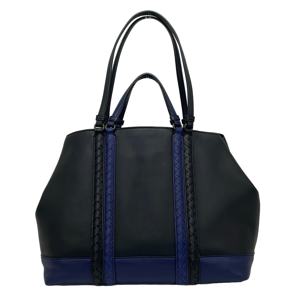 Bottega Veneta Tote Artic Cement Nappa Bicolor Corso Intrecciato Black Navy — view 3