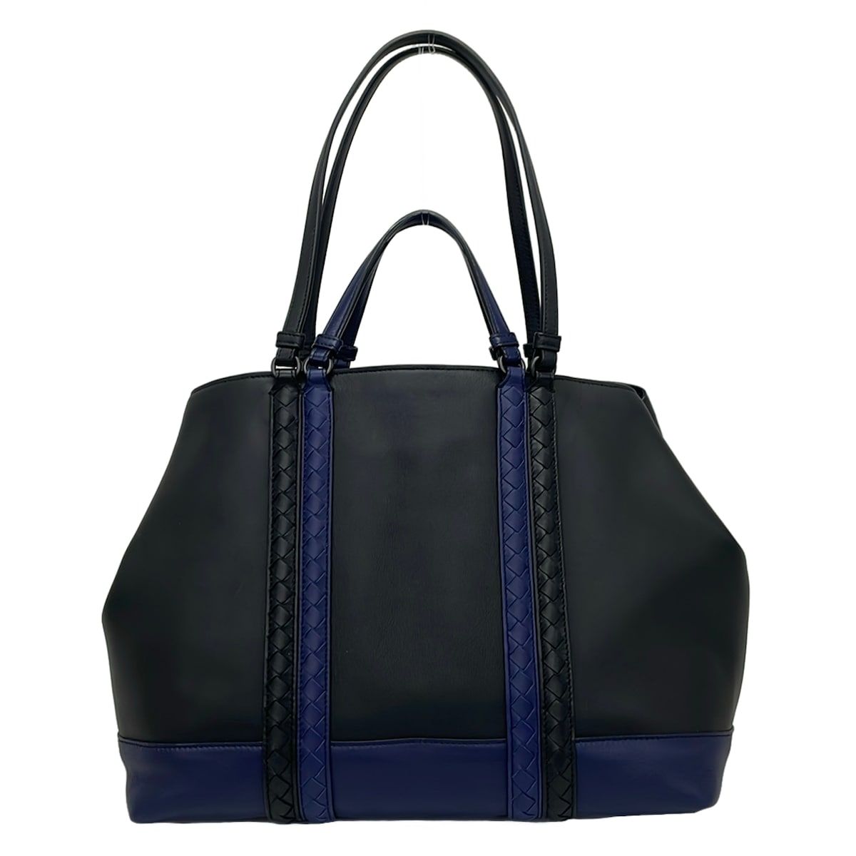 Bottega Veneta Tote Artic Cement Nappa Bicolor Corso Intrecciato Black Navy — view 3