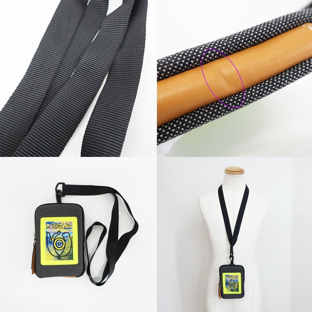 Loewe Ten Nature Neck Pouch Shoulder Bag Gray Yellow Canvas Logo — view 9