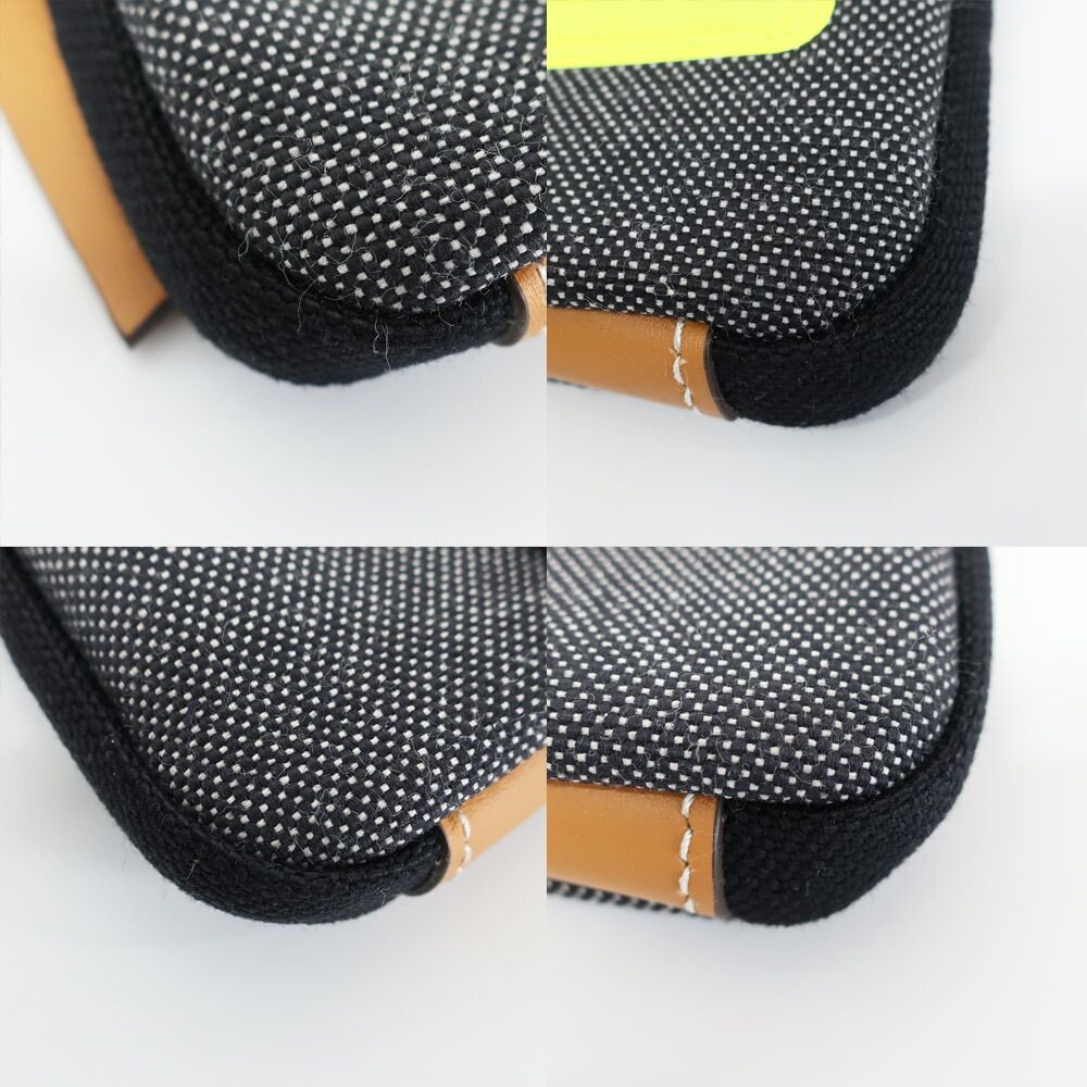 Loewe Ten Nature Neck Pouch Shoulder Bag Gray Yellow Canvas Logo — view 5