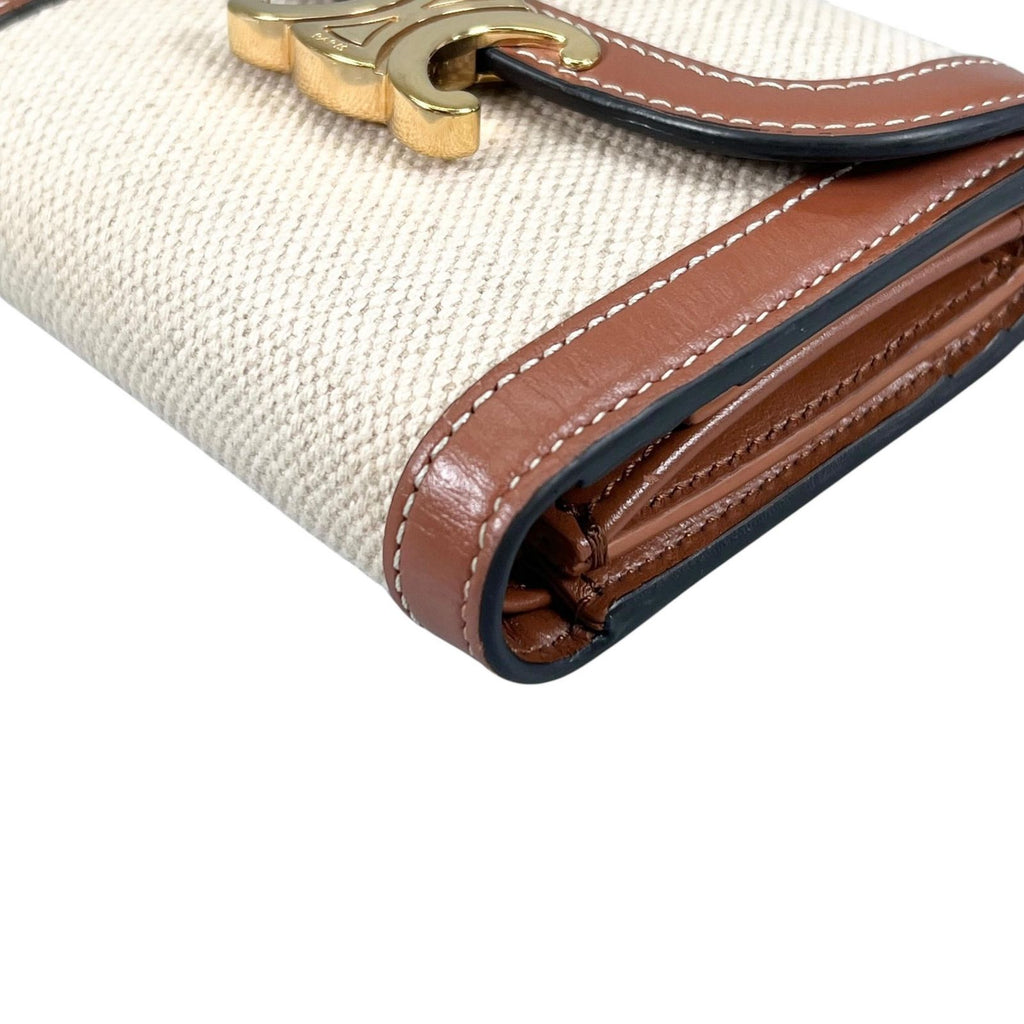 Celine Wallet Triomphe Bifold Beige Mini — view 7