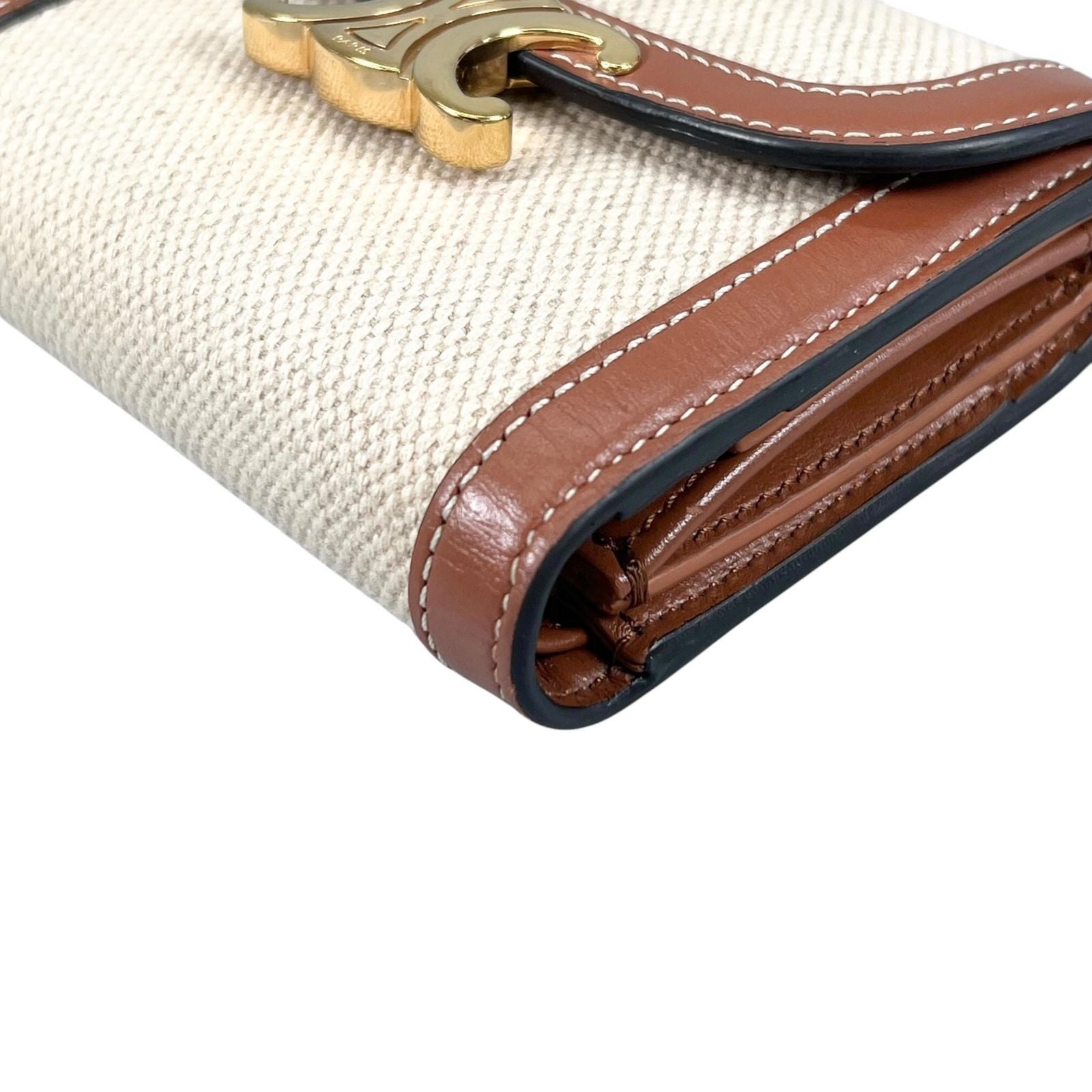 Celine Wallet Triomphe Bifold Beige Mini — view 7