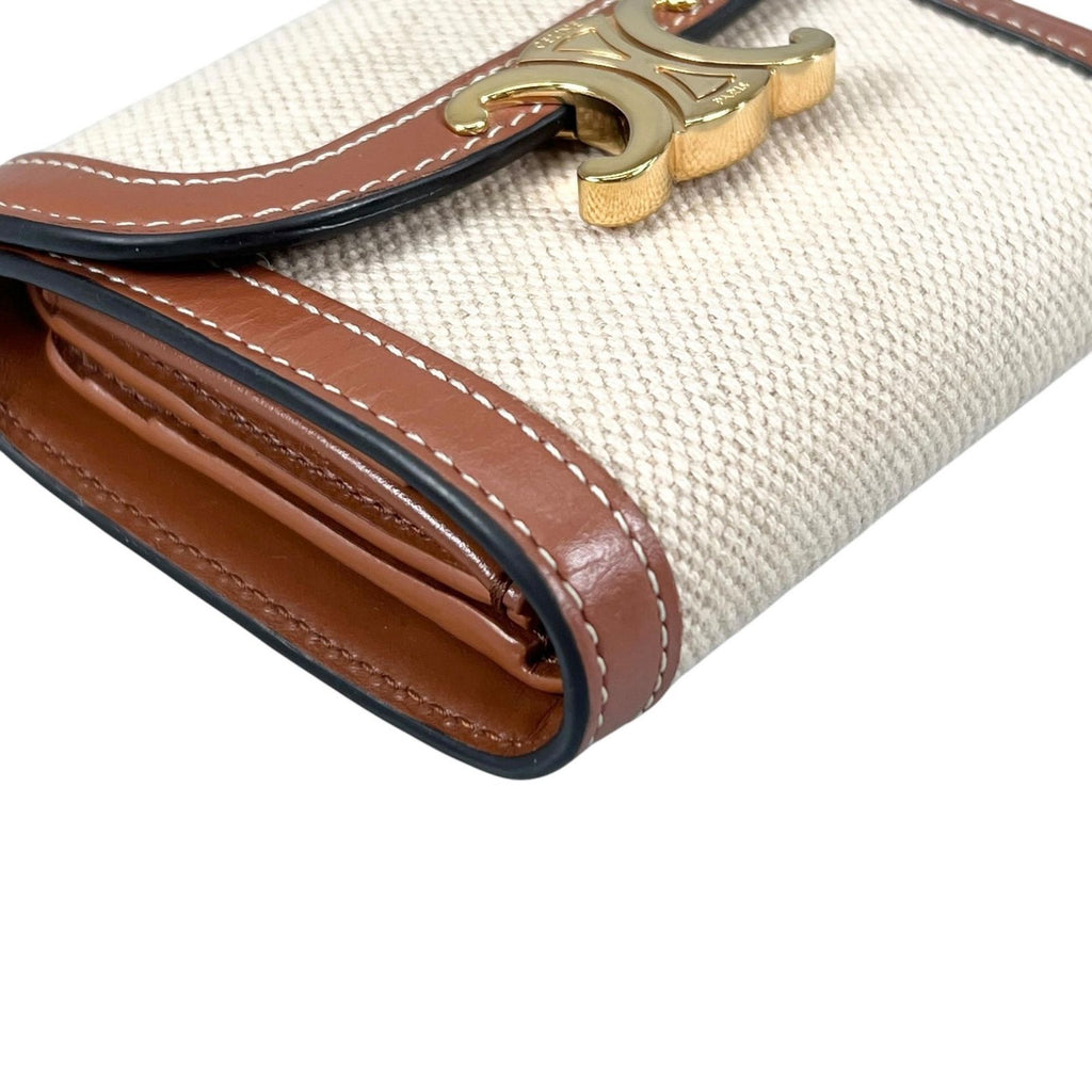 Celine Wallet Triomphe Bifold Beige Mini — view 6