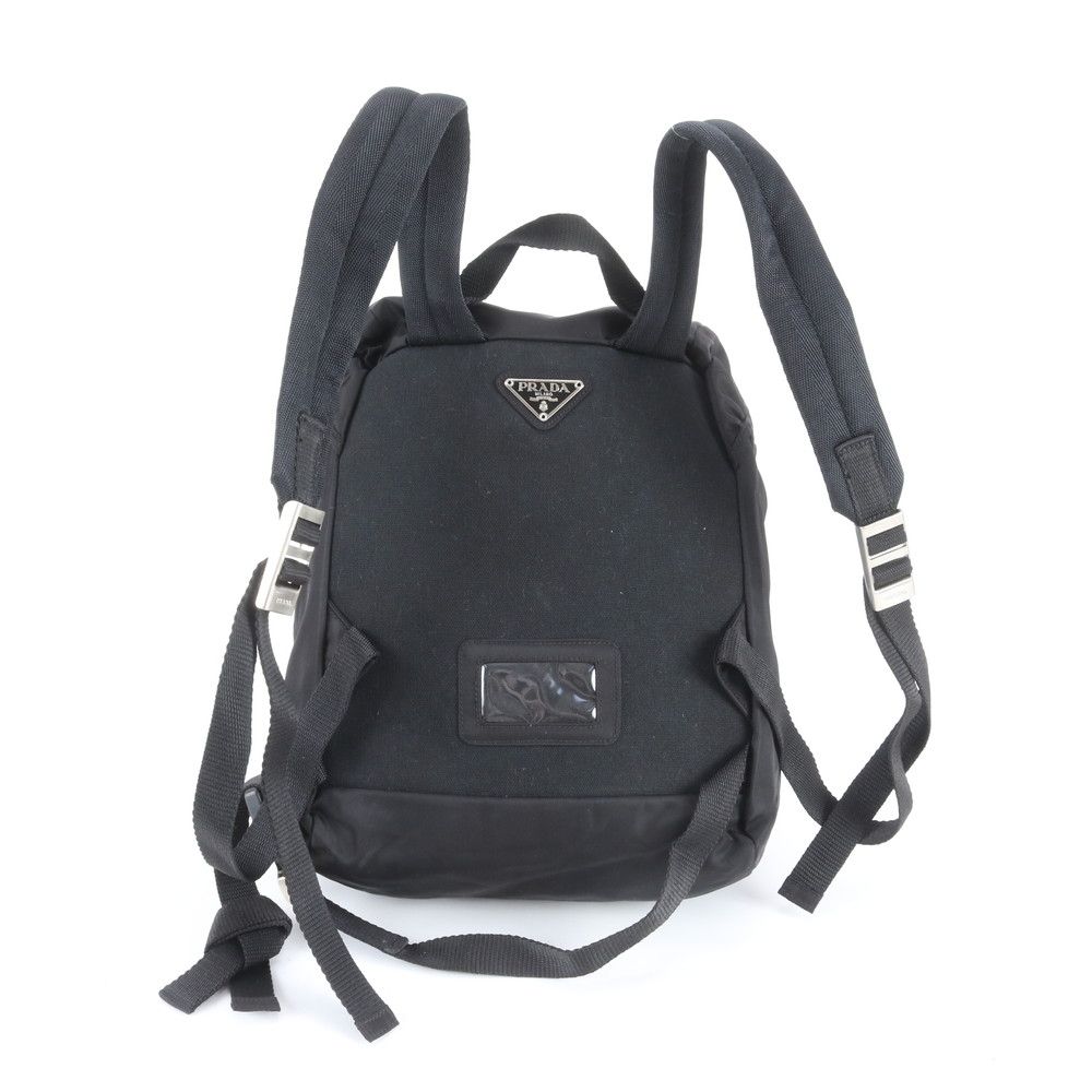 Prada Tessuto Nylon Triangle Logo Backpack Black — view 3
