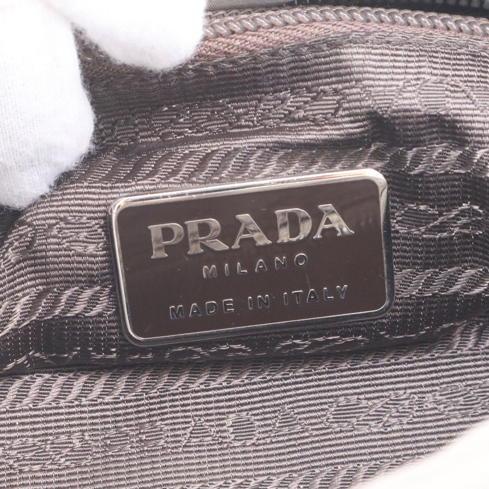 Prada Tessuto Nylon Triangle Logo Tote Shoulder Hand Gray — view 8