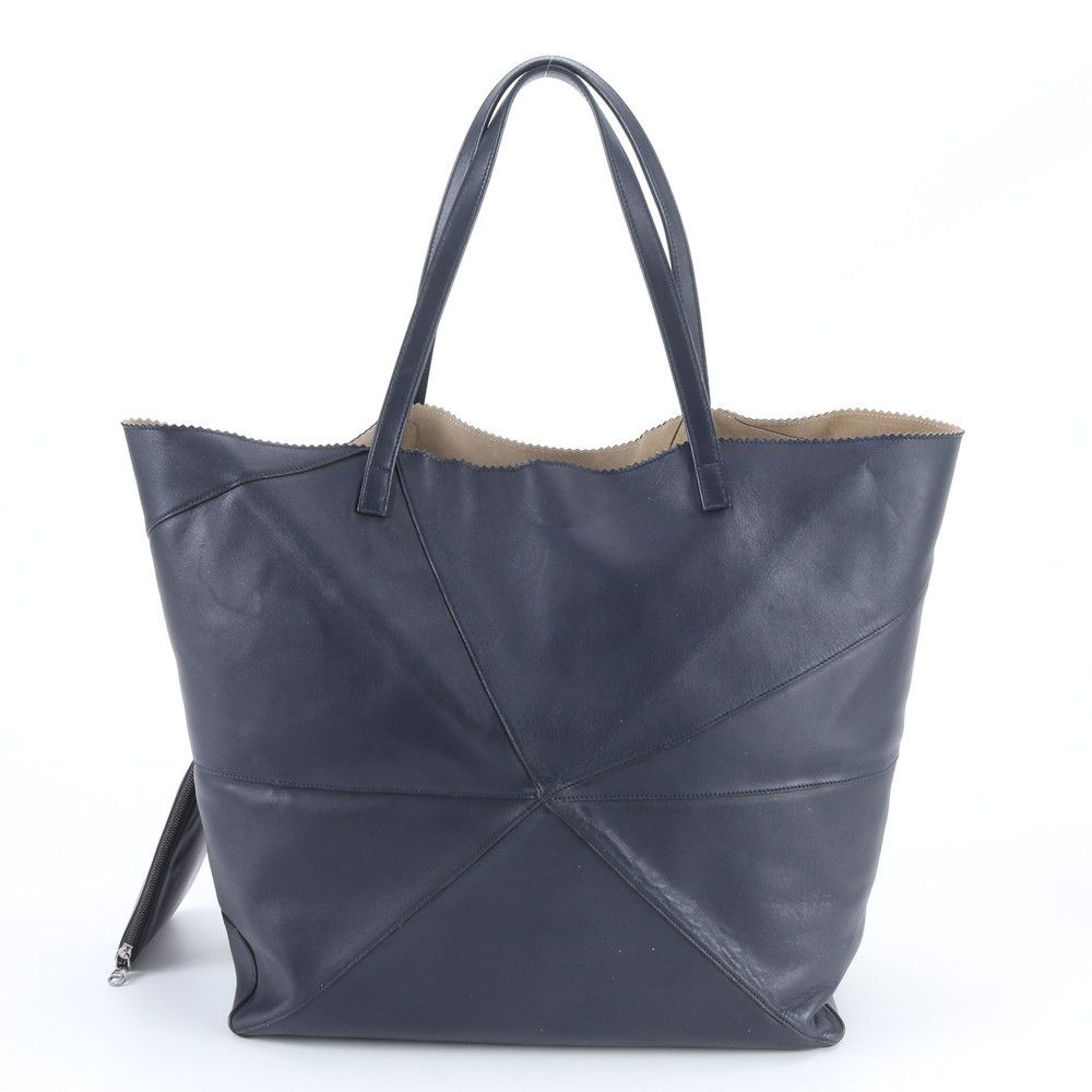 Loewe Anagram Origami Tote Shoulder Leather Hand Navy Dark Blue — view 3