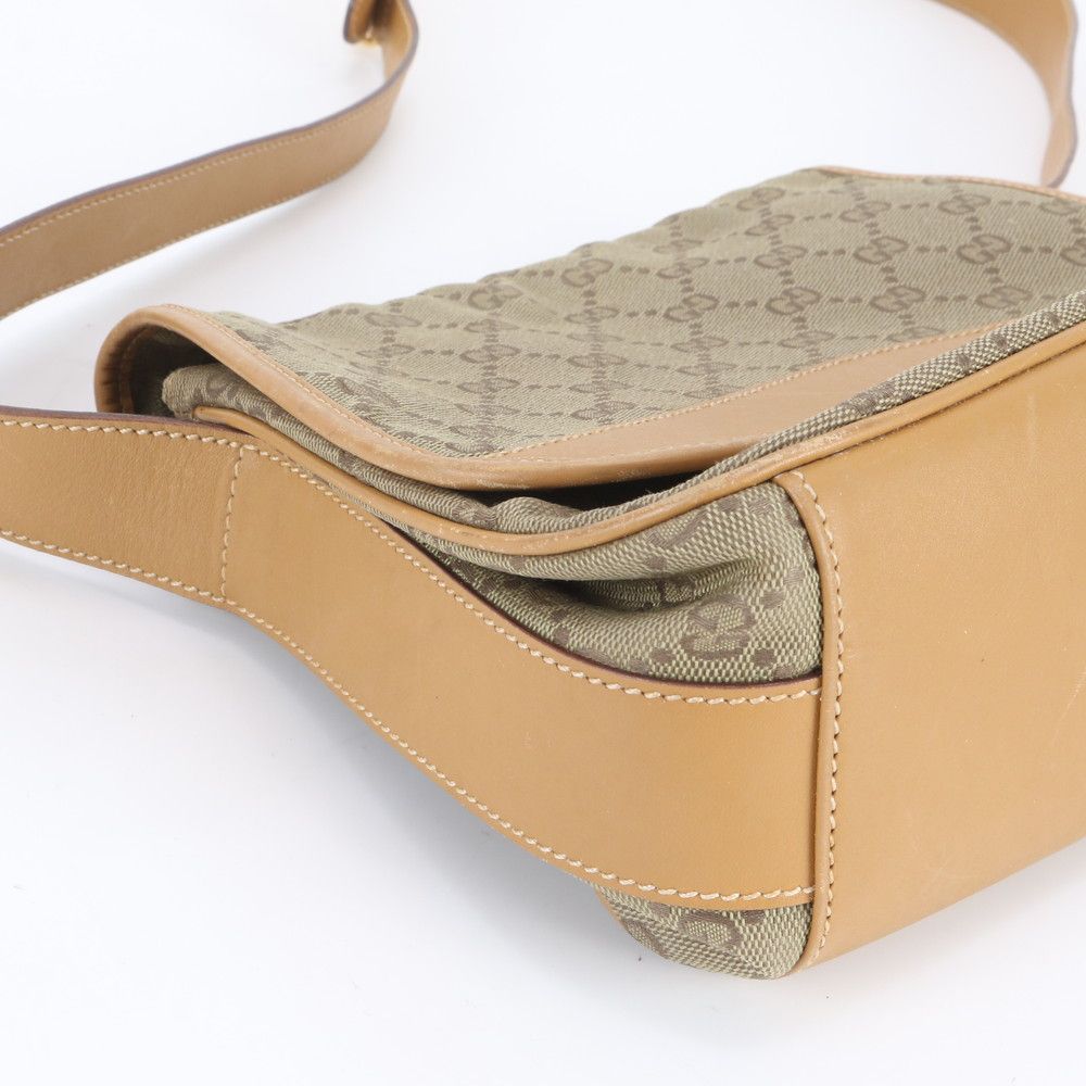 Gucci Vintage GG Canvas 001 0 Leather Shoulder Bag Crossbody Brown — view 6