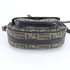 Fendi Vintage Zucca Leather Shoulder Bag Crossbody Black Hand — view 5