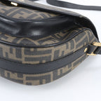Fendi Vintage Zucca Leather Shoulder Bag Crossbody Black Hand — view 4