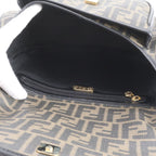 Fendi Vintage Zucca Leather Shoulder Bag Crossbody Black Hand — view 7