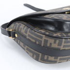 Fendi Vintage Zucca Leather Shoulder Bag Crossbody Black Hand — view 6
