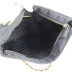 Prada Tessuto Nylon Quilted Triangle Logo Chain Shoulder Bag Black — view 6