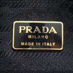 Prada Tessuto Nylon Quilted Triangle Logo Chain Shoulder Bag Black — view 7