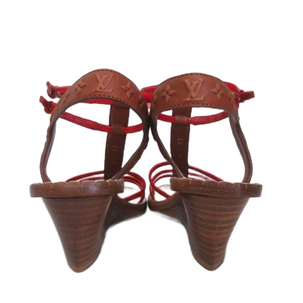 Louis Vuitton Monogram Wedge Sole Sandals Ankle Strap — view 4