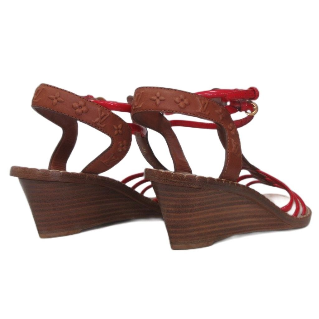 Louis Vuitton Monogram Wedge Sole Sandals Ankle Strap — view 5