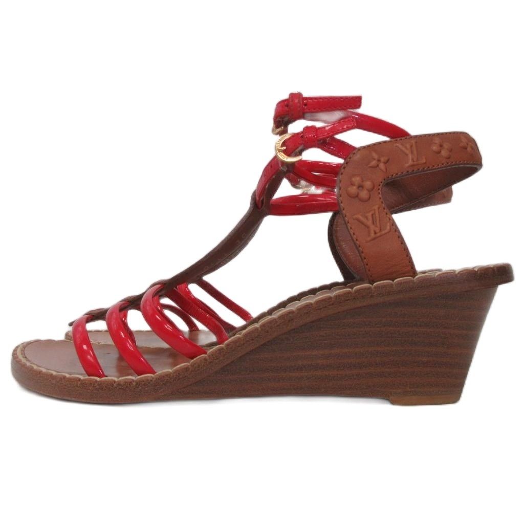 Louis Vuitton Monogram Wedge Sole Sandals Ankle Strap — view 2