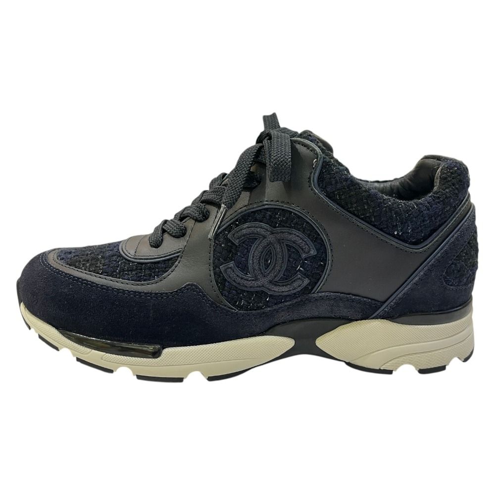 Chanel Sneakers CC Logo Tweed Blue — view 4