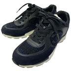Chanel Sneakers CC Logo Tweed Blue