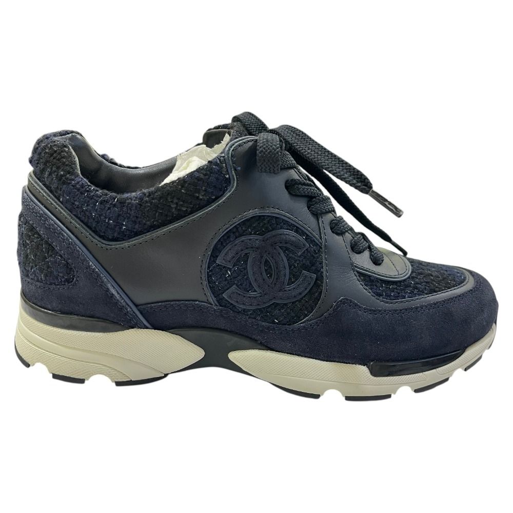 Chanel Sneakers CC Logo Tweed Blue — view 6