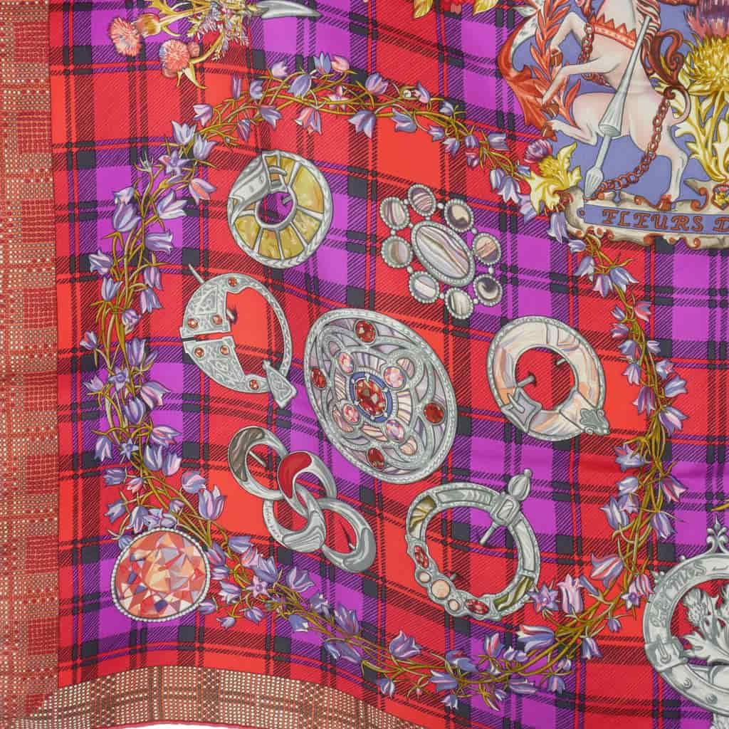 Hermes Carre 90 Fleurs D'ecosse Scottish Flower Silk Scarf Check — view 6