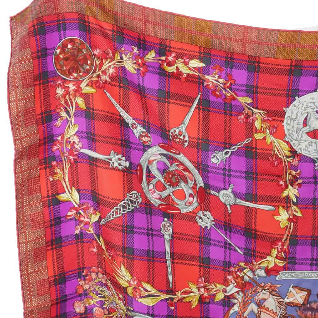Hermes Carre 90 Fleurs D'ecosse Scottish Flower Silk Scarf Check — view 3