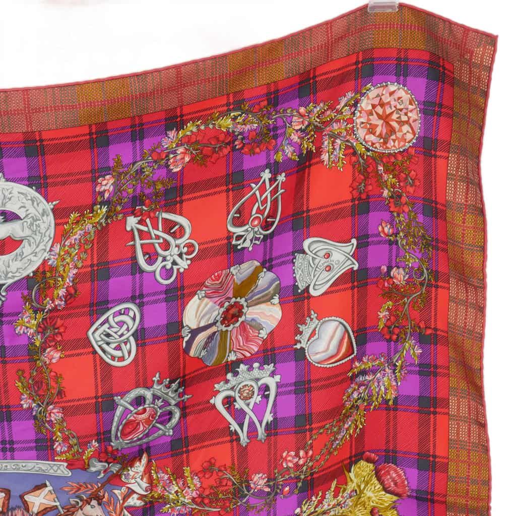 Hermes Carre 90 Fleurs D'ecosse Scottish Flower Silk Scarf Check — view 4
