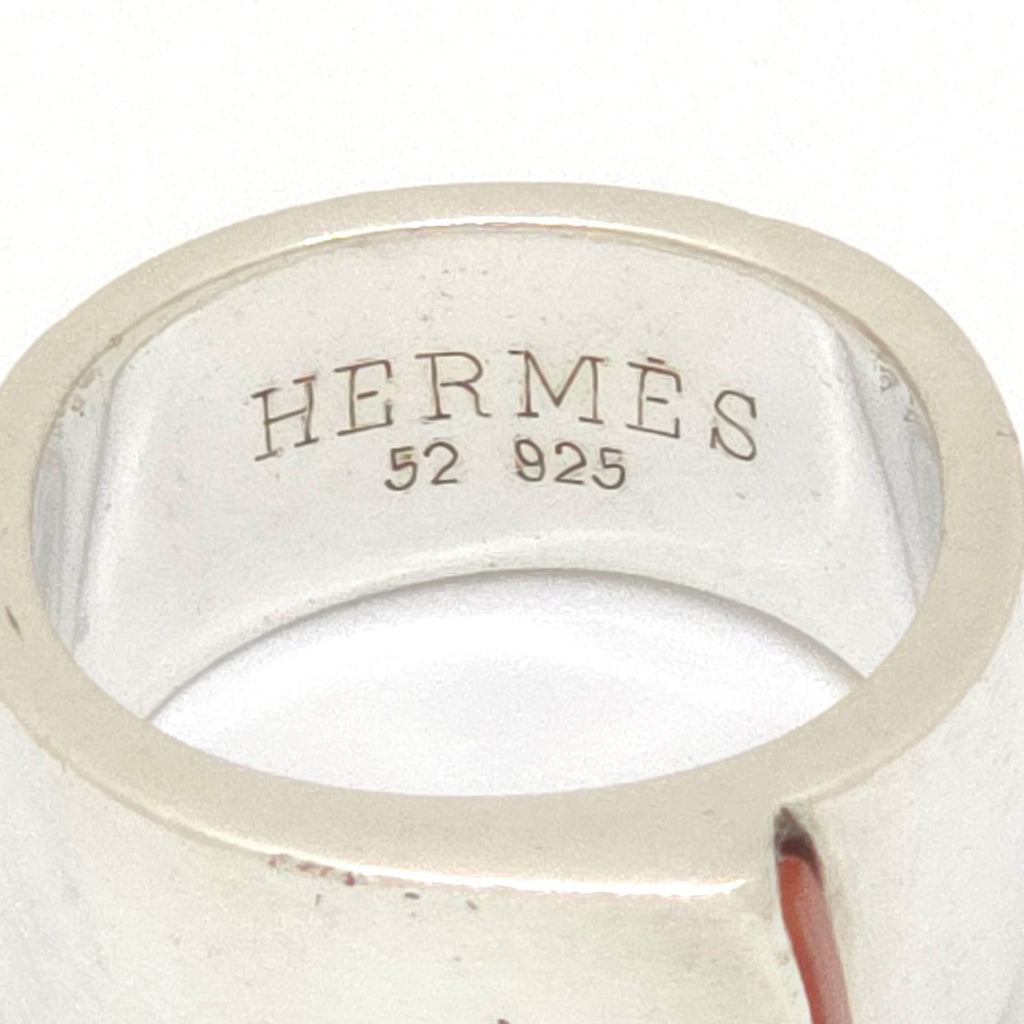 Hermes Candy Ring 52 Logo Carnelian Red Color Sterling Silver — view 8