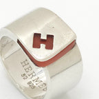 Hermes Candy Ring 52 Logo Carnelian Red Color Sterling Silver — view 7