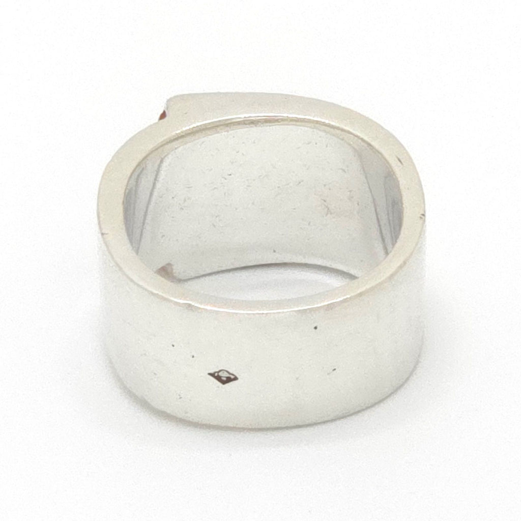 Hermes Candy Ring 52 Logo Carnelian Red Color Sterling Silver — view 4