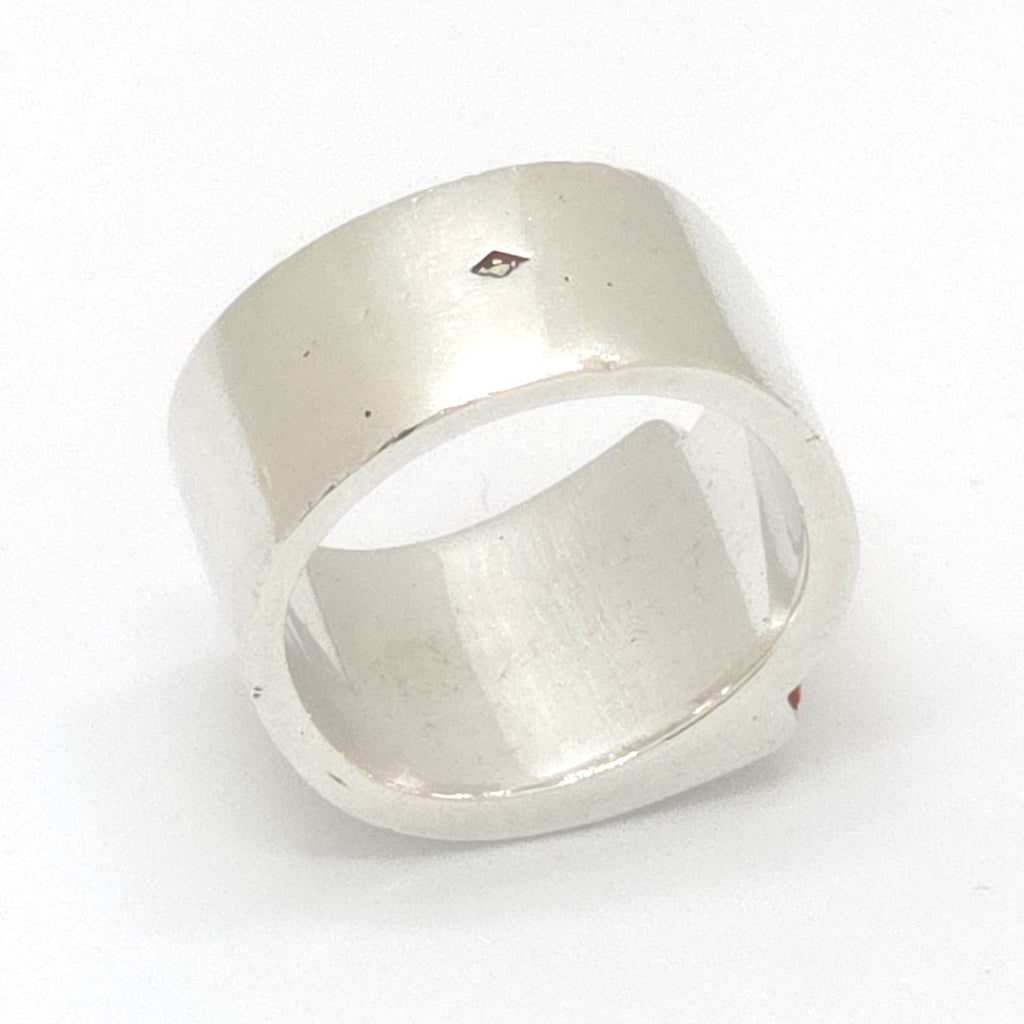 Hermes Candy Ring 52 Logo Carnelian Red Color Sterling Silver — view 6