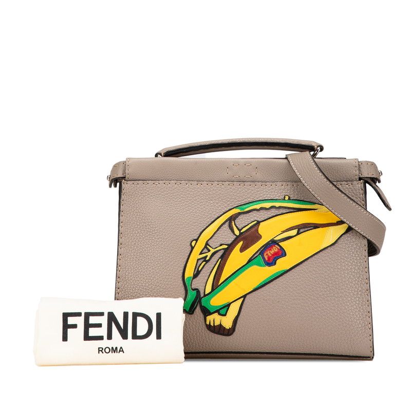 Fendi Selleria Peekaboo Fit Mini Banana 2-Way Shoulder Bag Gray Multicolor — view 9