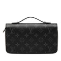 Louis Vuitton Monogram Eclipse Zippy XL Zip Around Wallet Second Black Leather