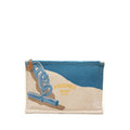 Hermes Escal a la Plage GM Clutch Beige Blue Canvas