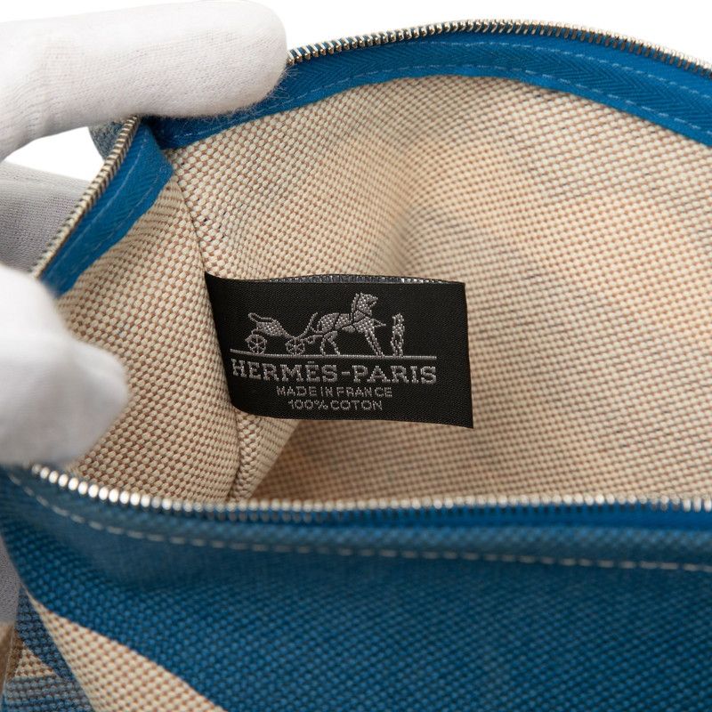 Hermes Escal a la Plage GM Clutch Beige Blue Canvas — view 5