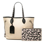 Louis Vuitton Monogram Empreinte Giant Neverfull MM Tote Shoulder Bag Cream — view 6