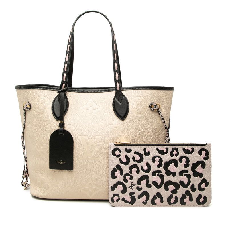 Louis Vuitton Monogram Empreinte Giant Neverfull MM Tote Shoulder Bag Cream — view 6