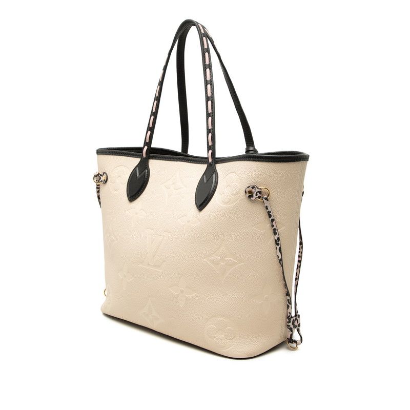 Louis Vuitton Monogram Empreinte Giant Neverfull MM Tote Shoulder Bag Cream — view 2