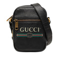 Gucci Logo Sherry Line Crossbody Shoulder Bag Black Leather