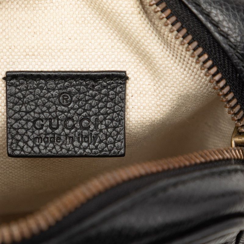 Gucci Logo Sherry Line Crossbody Shoulder Bag Black Leather — view 6