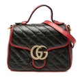 Gucci GG Marmont Chain Shoulder Bag 2-Way Black Red Leather