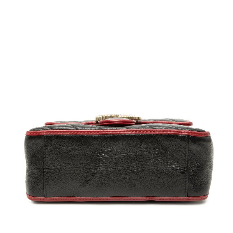 Gucci GG Marmont Chain Shoulder Bag 2-Way Black Red Leather — view 3