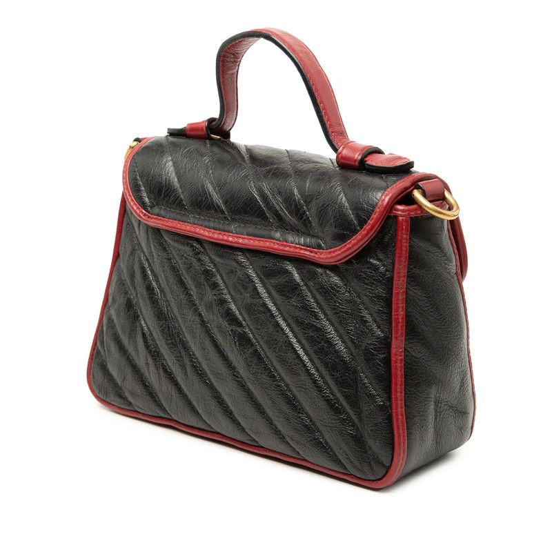 Gucci GG Marmont Chain Shoulder Bag 2-Way Black Red Leather — view 2