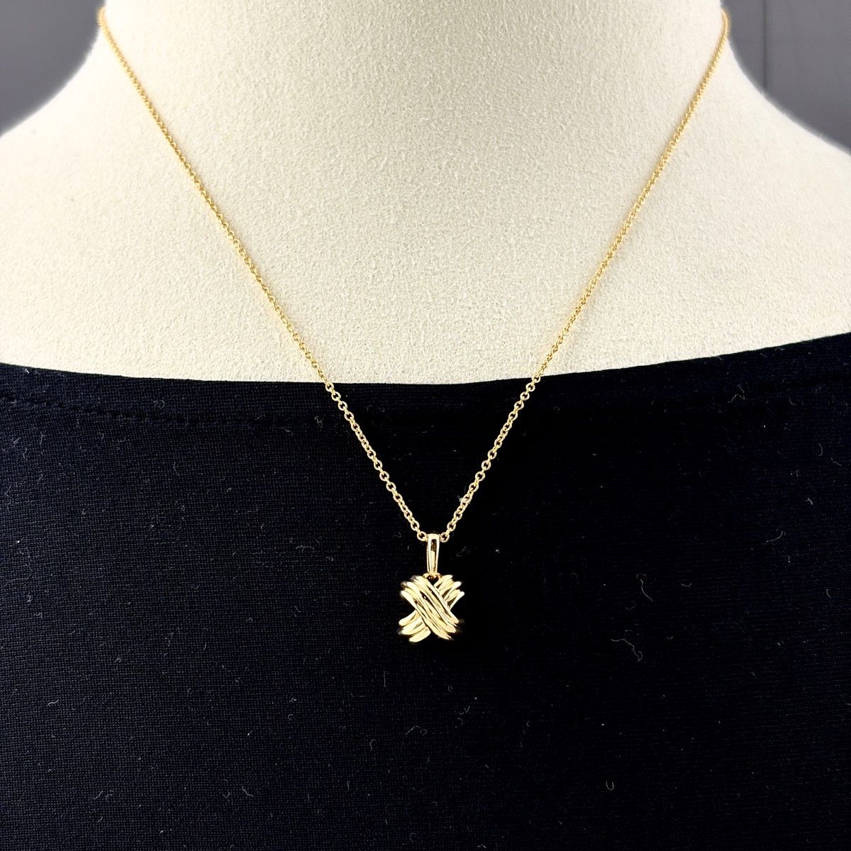Tiffany & Co Cross Stitch Necklace YG Yellow Gold Pendant — view 3