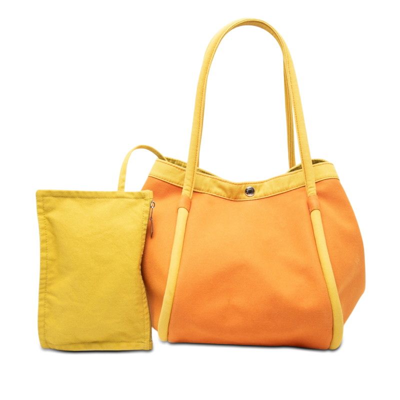 Hermes Sac Baga GM Tote Shoulder Bag Yellow Orange Canvas — view 6