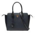 Prada 2-Way Shoulder Bag Navy Saffiano Leather