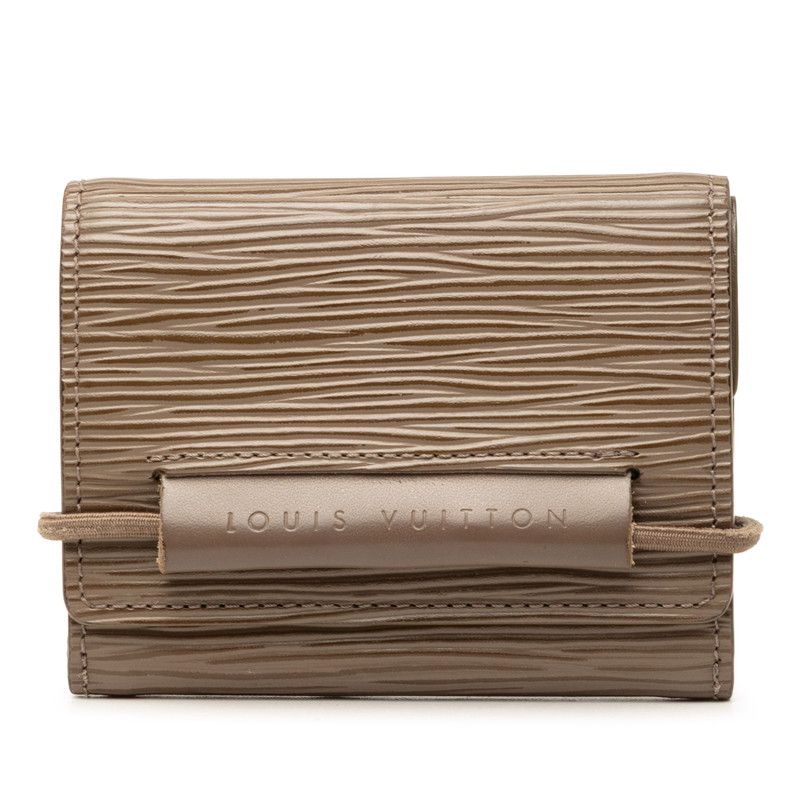 Louis Vuitton Epi Portefeuille Elastic Trifold Wallet Brown Leather