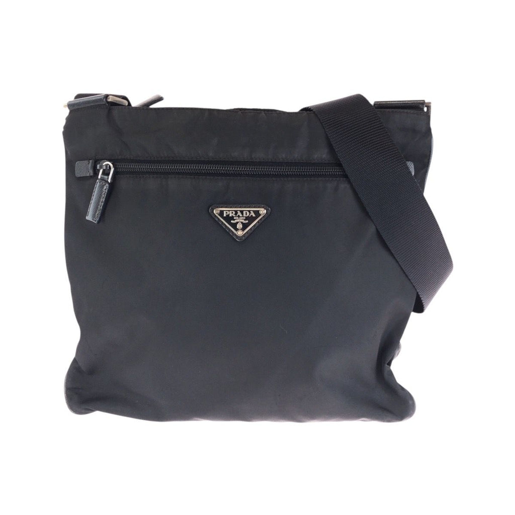Prada Tessuto Black Silver Nylon Shoulder Bag Pochette