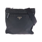 Prada Tessuto Black Silver Nylon Shoulder Bag Pochette