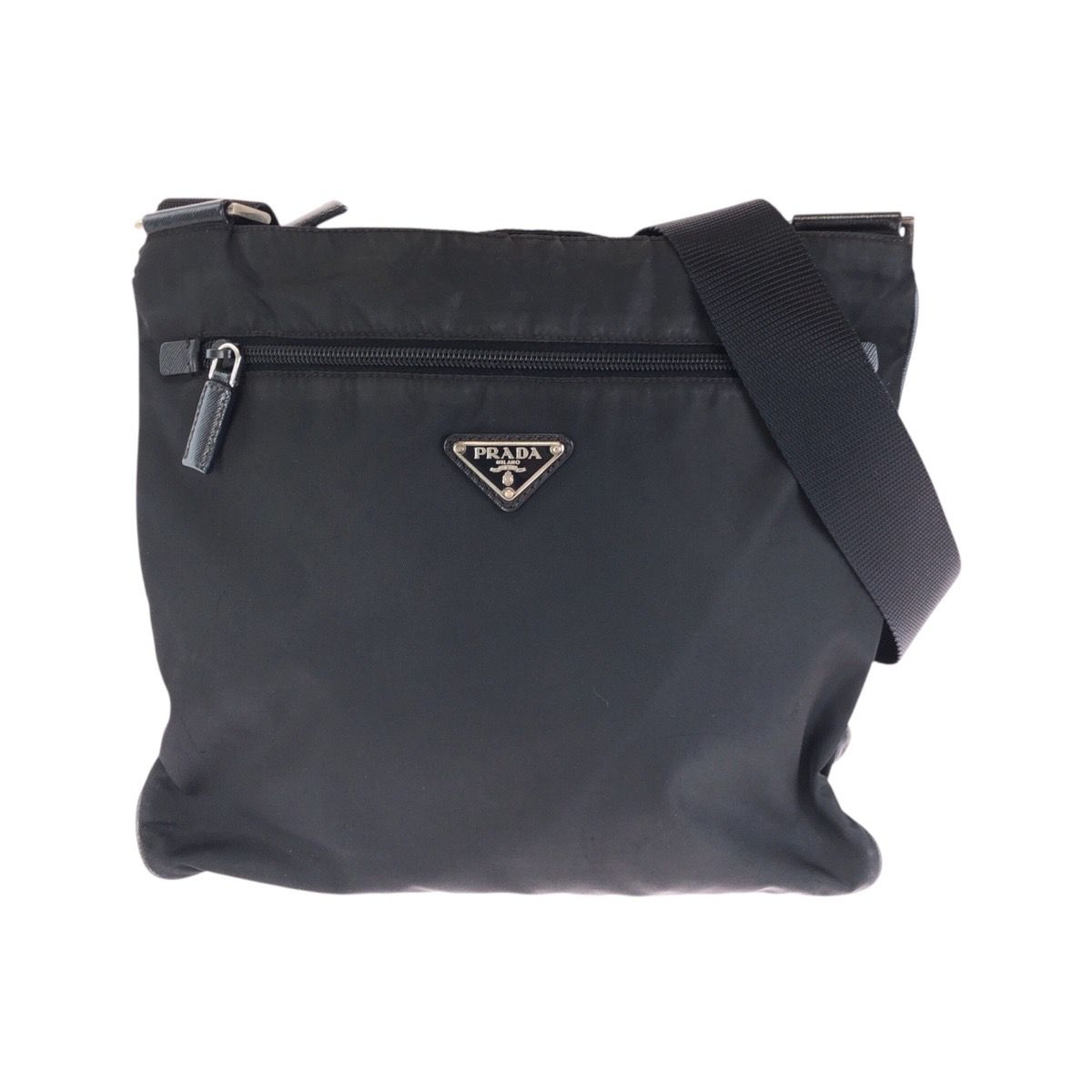 Prada Tessuto Black Silver Nylon Shoulder Bag Pochette