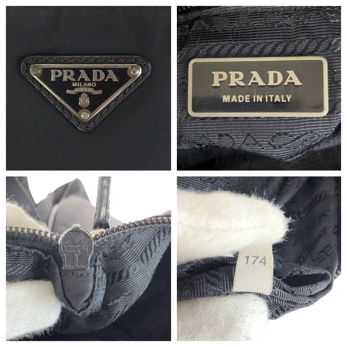 Prada Tessuto Black Silver Nylon Shoulder Bag Pochette — view 6